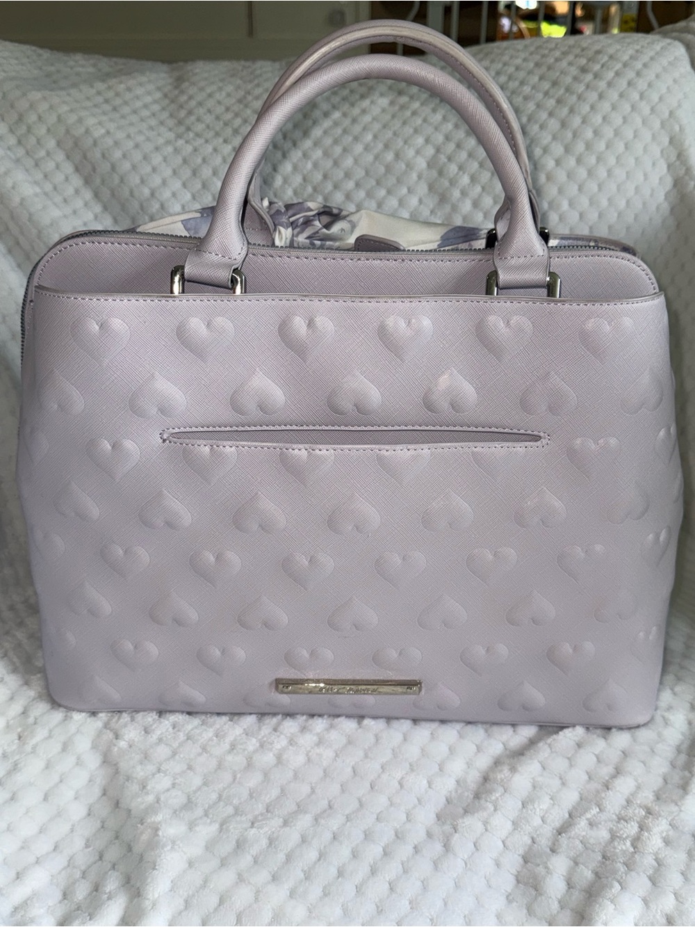 Betsey Johnson Lavender Heart-Embossed Satchel - Pale Lilac